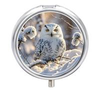 Portable Pill Box Pill Case Winter White Owl Travel Pill Box Small Pill Case Daily Pill Container Pill Organizer Pocket Medicine Box Cute Pill Case