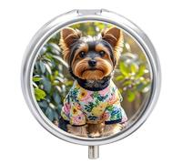 Portable Pill Box Pill Case Yorkie Floral Travel Pill Box Small Pill Case Daily Pill Container Pill Organizer Pocket Medicine Box Cute Pill Case