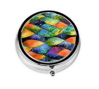 Portable Pill Box, Rainbow Fish Scale Mini Round Pill Box, can be Put into Wallet, Pocket, Lightweight and Convenient 3 Compartment Pill Box