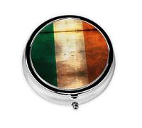 Portable Pill Box, Retro Irish Flag Mini Round Pill Box, can be Put into Wallet, Pocket, Lightweight and Convenient 3 Compartment Pill Box