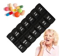 Portable Pill Box - Travel Medicine Box | 7 Days 2 Times a Day Am/pm Medicine Planner | Double Row Small Pill Box | 7 Compartment Travel Pill Dispenser for Medicine | Supplement | Fish Oil