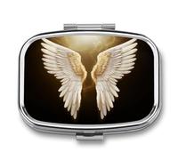 Portable Pill Case Angel Wing Printed Small Pill Box Portable Pill Container Holder to Hold Vitamins Medication Fish Oil and Supplements