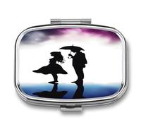 Portable Pill Case Anime Lovers Silhouette Printed Small Pill Box Portable Pill Container Holder to Hold Vitamins Medication Fish Oil and Supplements