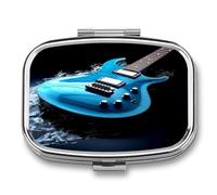 Portable Pill Case Blue Guitar Printed Small Pill Box Portable Pill Container Holder to Hold Vitamins Medication Fish Oil and Supplements