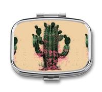 Portable Pill Case Cactus and Plants Printed Small Pill Box Portable Pill Container Holder to Hold Vitamins Medication Fish Oil and Supplements