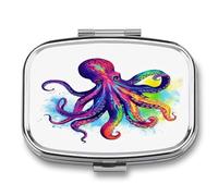 Portable Pill Case Colorful Octopus Printed Small Pill Box Portable Pill Container Holder to Hold Vitamins Medication Fish Oil and Supplements