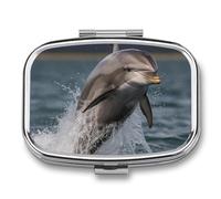 Portable Pill Case Cool Dolphin Printed Small Pill Box Portable Pill Container Holder to Hold Vitamins Medication Fish Oil and Supplements