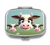 Portable Pill Case Cute Cow Printed Small Pill Box Portable Pill Container Holder to Hold Vitamins Medication Fish Oil and Supplements