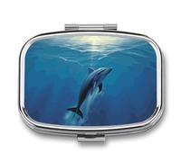 Portable Pill Case Dolphin in The Ocean Printed Small Pill Box Portable Pill Container Holder to Hold Vitamins Medication Fish Oil and Supplements