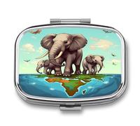 Portable Pill Case Elephants Printed Small Pill Box Portable Pill Container Holder to Hold Vitamins Medication Fish Oil and Supplements