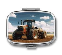 Portable Pill Case Fantasy Farm Tractor Printed Small Pill Box Portable Pill Container Holder to Hold Vitamins Medication Fish Oil and Supplements