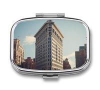 Portable Pill Case Flatiron Building Printed Small Pill Box Portable Pill Container Holder to Hold Vitamins Medication Fish Oil and Supplements
