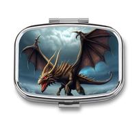 Portable Pill Case Flying Dragon Printed Small Pill Box Portable Pill Container Holder to Hold Vitamins Medication Fish Oil and Supplements