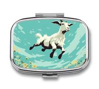 Portable Pill Case Goat Frolic Printed Small Pill Box Portable Pill Container Holder to Hold Vitamins Medication Fish Oil and Supplements