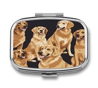 Portable Pill Case Golden Retrievers Printed Small Pill Box Portable Pill Container Holder to Hold Vitamins Medication Fish Oil and Supplements