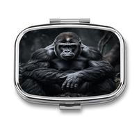 Portable Pill Case Gorilla on The Ground Printed Small Pill Box Portable Pill Container Holder to Hold Vitamins Medication Fish Oil and Supplements
