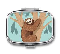 Portable Pill Case Hug Tree Sloth Printed Small Pill Box Portable Pill Container Holder to Hold Vitamins Medication Fish Oil and Supplements