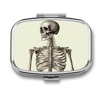 Portable Pill Case Human Skeleton Printed Small Pill Box Portable Pill Container Holder to Hold Vitamins Medication Fish Oil and Supplements