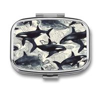 Portable Pill Case Killer Whale Printed Small Pill Box Portable Pill Container Holder to Hold Vitamins Medication Fish Oil and Supplements