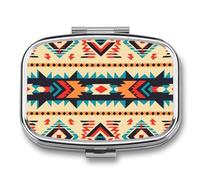 Portable Pill Case Native American Printed Small Pill Box Portable Pill Container Holder to Hold Vitamins Medication Fish Oil and Supplements