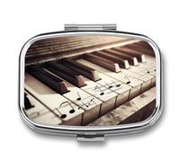 Portable Pill Case Piano Keys with Musical Notes Printed Small Pill Box Portable Pill Container Holder to Hold Vitamins Medication Fish Oil and Supplements