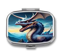 Portable Pill Case Roaring Dragon Printed Small Pill Box Portable Pill Container Holder to Hold Vitamins Medication Fish Oil and Supplements