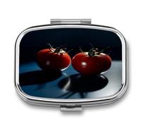 Portable Pill Case Tomatoes on The Table Printed Small Pill Box Portable Pill Container Holder to Hold Vitamins Medication Fish Oil and Supplements