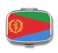 Portable Pill Case, Travel Multi-Functional Proof Pill Box for Purse & Pocket, with State of Eritrea Flag Metal Medicine Organizer Box for Vitamins, Fish Oil, Supplements Square