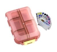 Portable Pill Case - Travel Pill Box Organiser | Tablet Organiser | Travel Tablet Box with 147 Medicine Stickers | 10-Grid Compact Medicine Container | Personal Medication Box for Work Camping