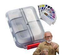 Portable Pill Case - Travel Pill Box Organizer | Tablet Organizer | Travel Chart with 147 Medicine Stickers | 10 Grid Compact Medicine Container | B