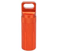 Portable Pill Case, Waterproof Seal Bottle, Waterproof Pill Holder,Pill Box Metal Small Pocket Survival Capsule Container for Hunting Camping Mountaineering (Orange)