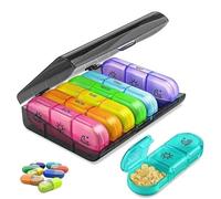 Portable Pill Cases with Compartment Dividers - 7 Day Pill Organizer 3 Times a Day, Large Travel Pill Box with Removable Divided Trays for Medication, Vitamins, Fish Oil & Supplements(Set-c)