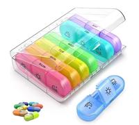 Portable Pill Cases with Compartment Dividers - 7 Day Pill Organizer 3 Times a Day, Large Travel Pill Box with Removable Divided Trays for Medication, Vitamins, Fish Oil & Supplements(Set-b)