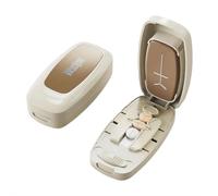 Portable Pill Cutter, 1/2 1/3 Adjustable Pill Splitter, Easy Cutting, Stainless Steel Blade for Small Pills, Vitamins, Tablets, Supplements, Daily Medication, Accurate (White)