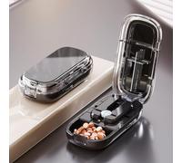 Portable Pill Cutter,1/2 1/4 Pills Splitter for Large,Pill Storage Organizer with Improved Sharp Blade, for Large, Small and Tiny Pills,Pill Storage Organizer,Easy to Carry (Starry Black)