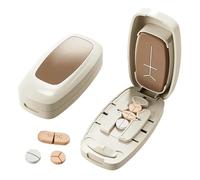 Portable Pill Cutter, 2026 Adjustable 1/2 1/4 Pills Cutter and Splitter for Multiple Pills, Pill Taker Household Gadgets, Accurate Centering Alignment Device (Apricot)