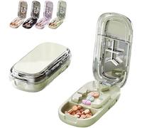 Portable Pill Cutter Box, Pill Cutter Splitter for Small and Tiny Pills with Stainless Steel and Centering Guide Tablet, Accurate Pills Alignment, Cutters Halves/Third/Quarters (Green)