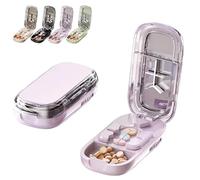 Portable Pill Cutter Box, Pill Cutter Splitter for Small and Tiny Pills with Stainless Steel and Centering Guide Tablet, Accurate Pills Alignment, Cutters Halves/Third/Quarters (Ross)