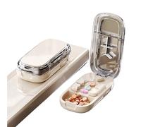Portable Pill Cutter, for Small and Tiny Pills with Stainless Steel and Pill Centering Guide, Precise Pill Alignment, Cut Halves/Thirds/Quarters (White)