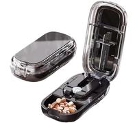 Portable Pill Cutter, Large Pill Splitter, Pill Dispensing Storage Organizer with Stainless Steel Blade and Centering Guide for Easy Use