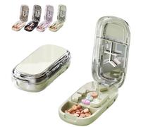 Portable Pill Cutter, Pill Cutter Splitter for Small and Tiny Pills with Stainless Steel and Centering Guide Tablet, Accurate Pills Alignment, Cutters Halves/Third/Quarters, Easy to Carry(Green)