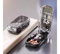 Portable Pill Cutter, Professional E-Chu Pill Cutter Splitter for Small and Tiny Pills, Adjustable Pills Cutters Splitter Halves/Third/Quarters with Centering Device, Easy to Use and Travel Sized(Blac