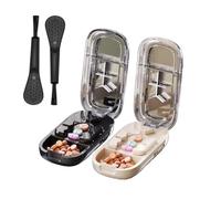 Portable Pill Cutter Splitter for Small and Tiny Pills,Adjustable Pill Splitter with Centering Device for Cutting Multiple Pills,Precision Alignment,Easy to Use with Sharp Safe Blade(Beige+Black)