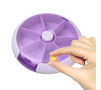 Portable Pill Dispenser - Circular Medicine Storage Case, Compact Tablet Holder | ABS PP Build Clear Cover Tight Design 7 Compartment Supplements Candy Daily Trave