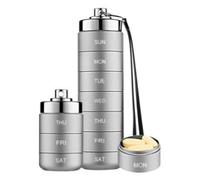 Portable Pill Holder - Daily Medication Organizer, Pocket Size Pill Keeper, Aluminum Multi Compartment Secure Medicine Organizer Bottle, Daily Use for Travel Camping Hiking Fishing Touring