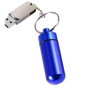 Portable Pill Keychain - Metal Height 48mm Diameter 17mm | Small Pocket Pill Box Keyring,Mini Medicine Organizer Case Container for Purse | Outdoor Camping Travel