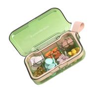 Portable pill organizer box with 4 or 7 compartments for daily medication management and travel convenience