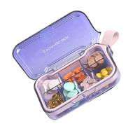 Portable pill organizer box with 4 or 7 compartments for daily medication management and travel convenience