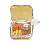 Portable pill organizer box with 4 or 7 compartments for daily medication management and travel convenience