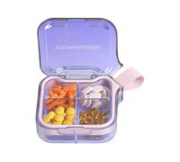 Portable pill organizer box with 4 or 7 compartments for daily medication management and travel convenience